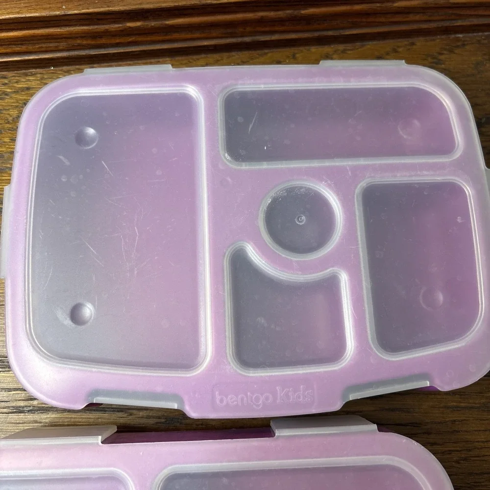 Lot Of 3 Bentgo Kids Purple Lunch Tray Containers Transparent Covers Bento Box
